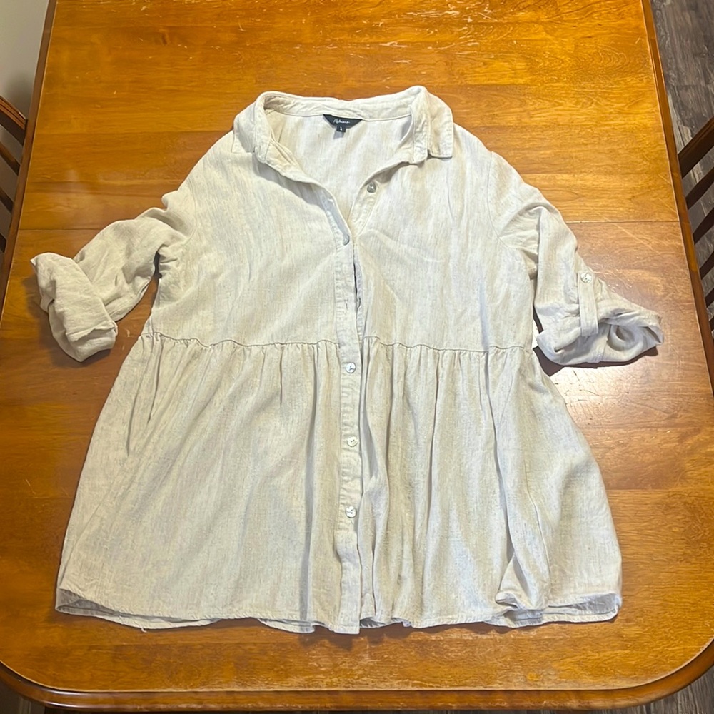 Reitman’s Linen Blend Peplum Blouse